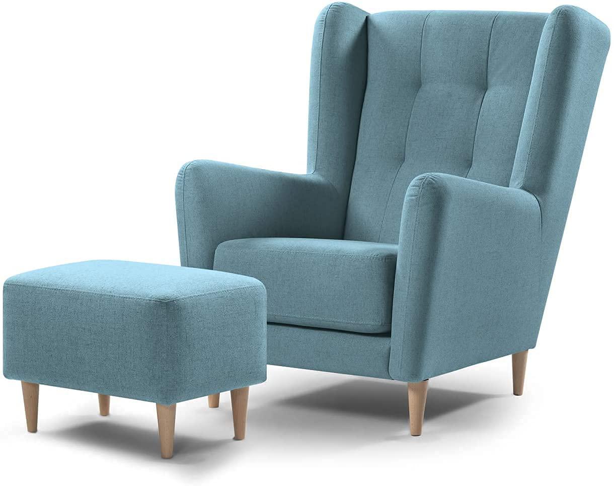 Light Blue Stylish Rest Chair and Arm Chair in Cotton Fabric for Living Room